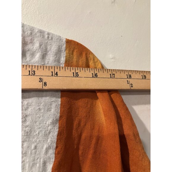 Womens Oversized Abstract Print Cotton/Spandex Maxi Dress Orange/Black/White - Picture 7 of 9